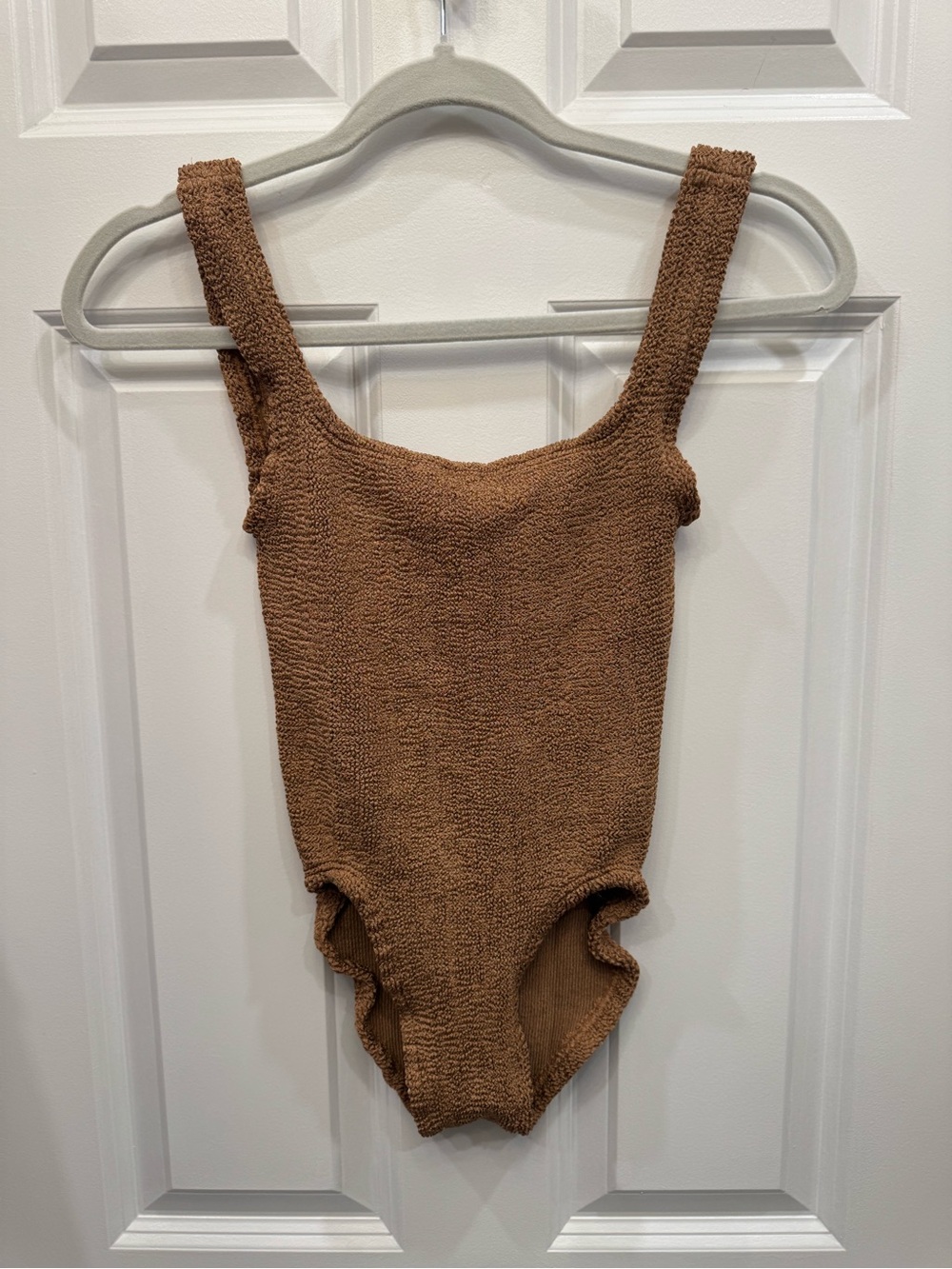 Hunza G Textured One-Piece Swimsuit in Metallic Cocoa - Picture 4 of 10